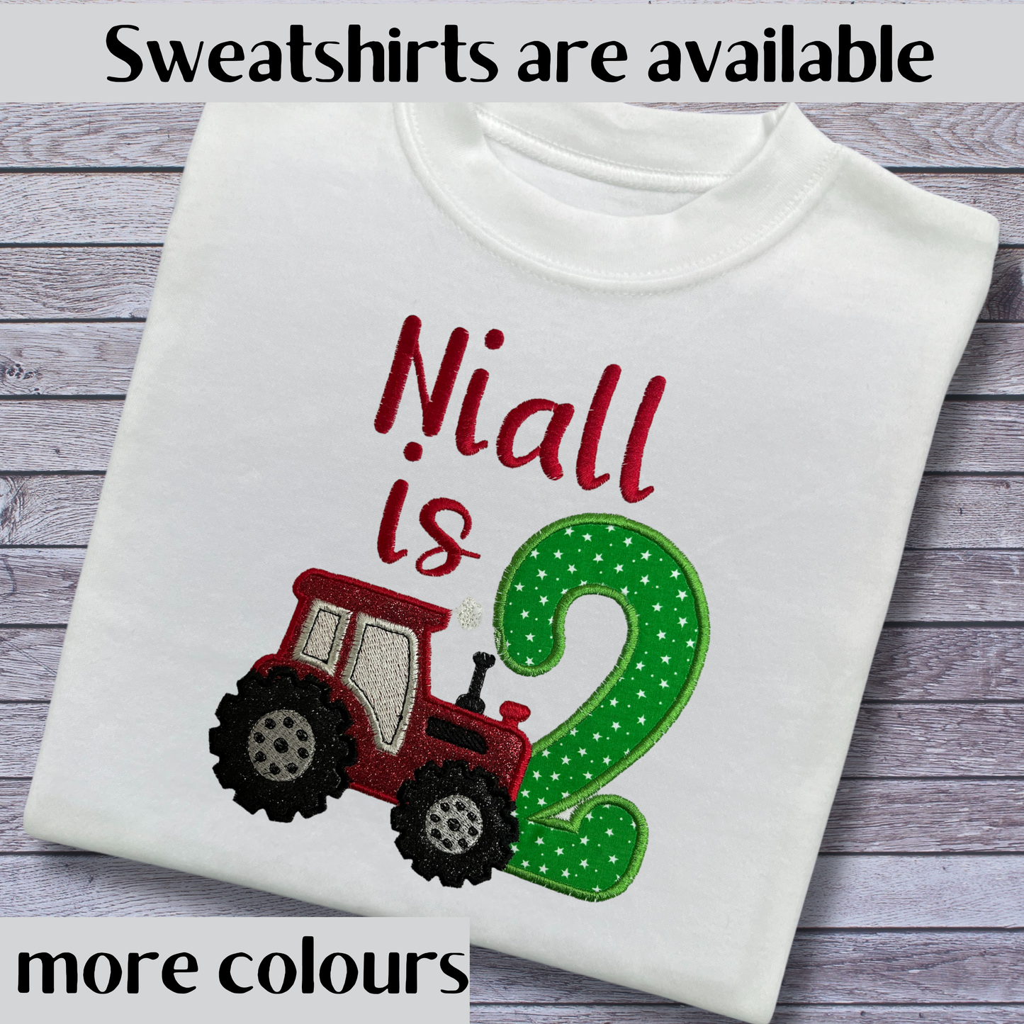 Personalised Embroidered Tractor Birthday T-Shirts and Sweatshirts