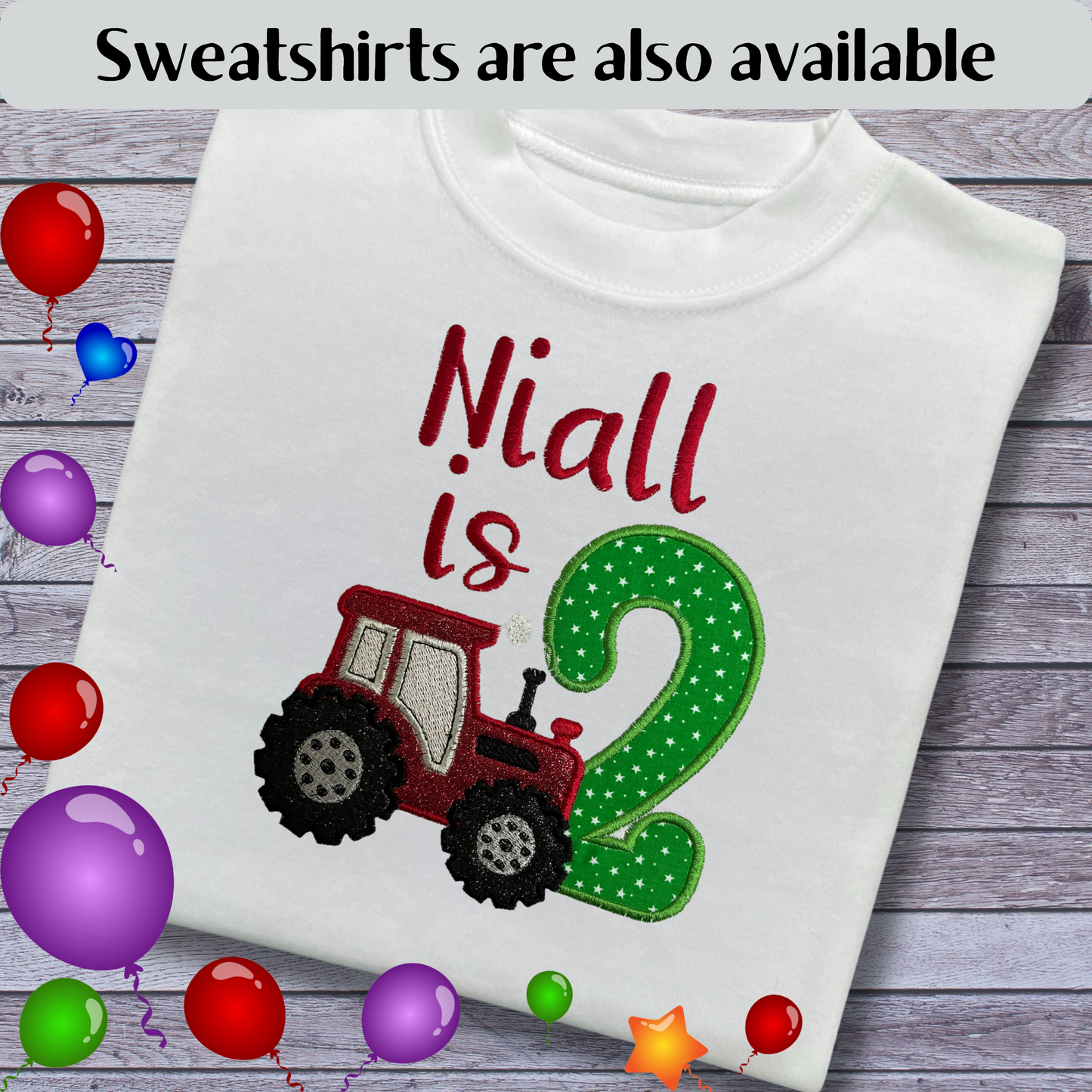 Personalised Embroidered Children's Birthday Top: Tractor Design