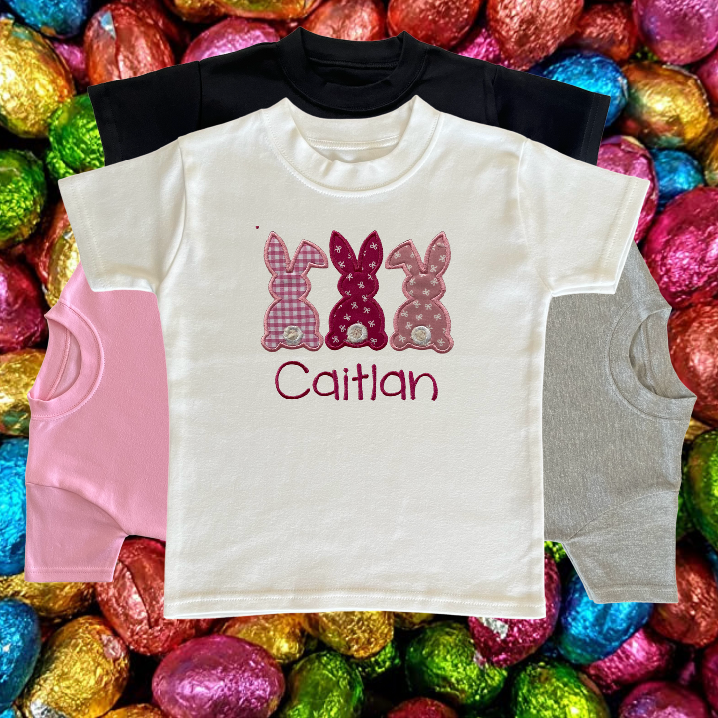 Personalised Embroidered Children's Easter Cute Bunny Design