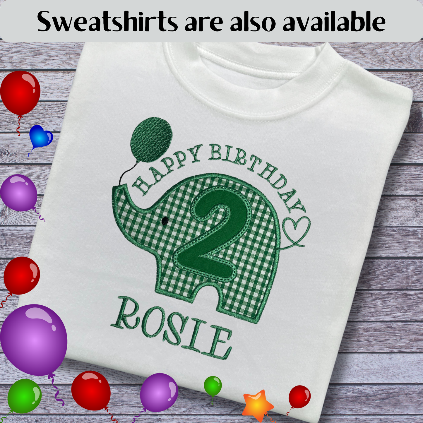 Personalised Embroidered Children's Birthday Top: Elephant Design