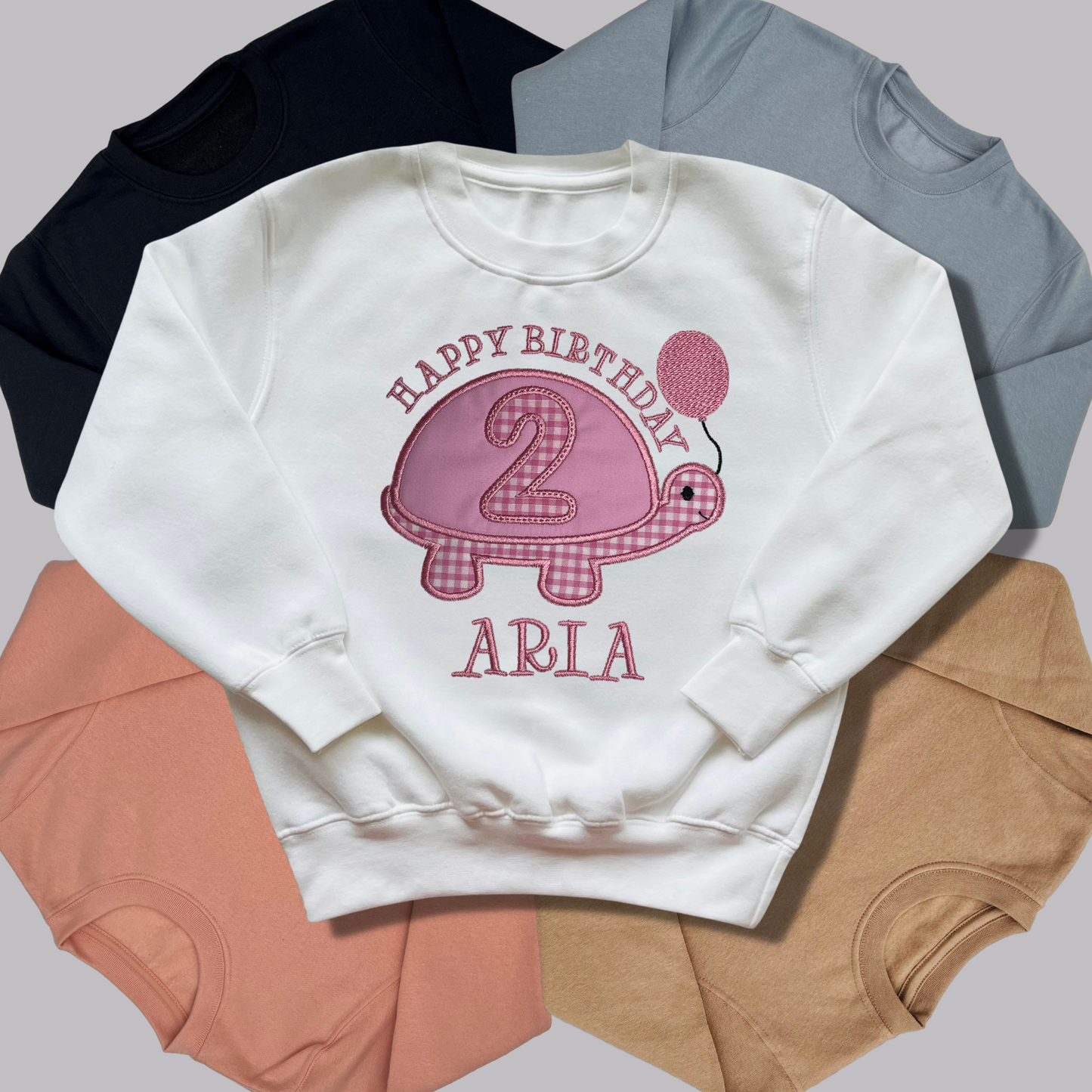 Personalised Embroidered Children's Birthday Top: Turtle Design