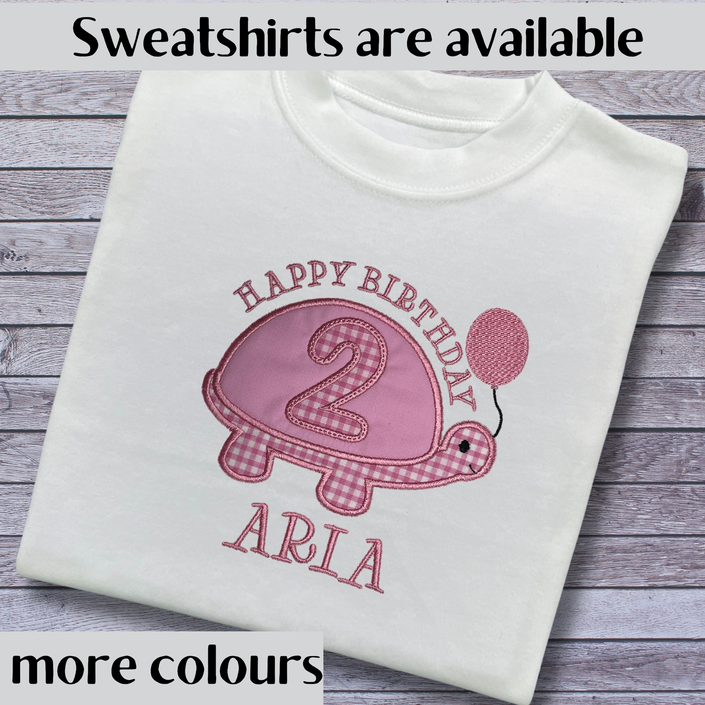 Personalised Embroidered Turtle Birthday T-Shirts and Sweatshirts