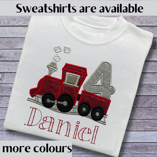 Personalised Embroidered Children's Birthday Train Design