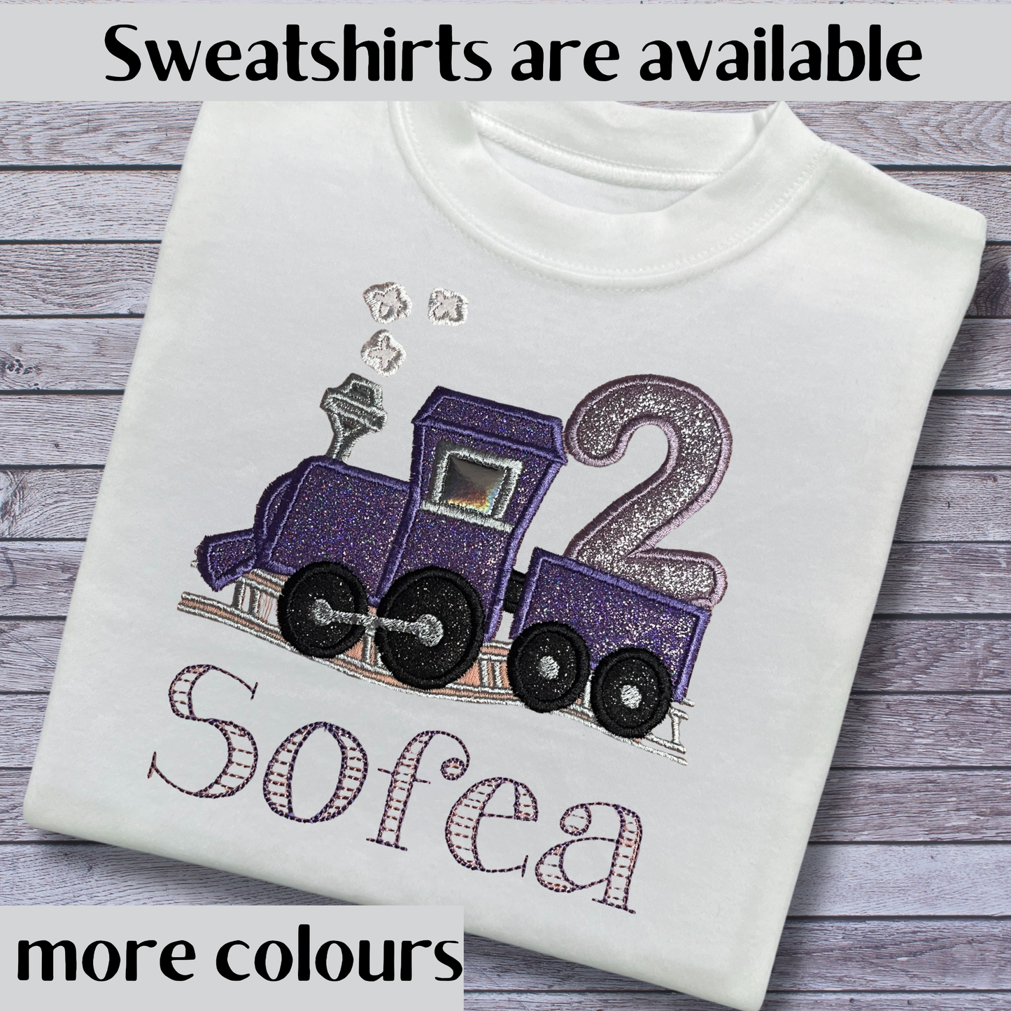 Personalised Embroidered Train Birthday T-Shirts and Sweatshirts