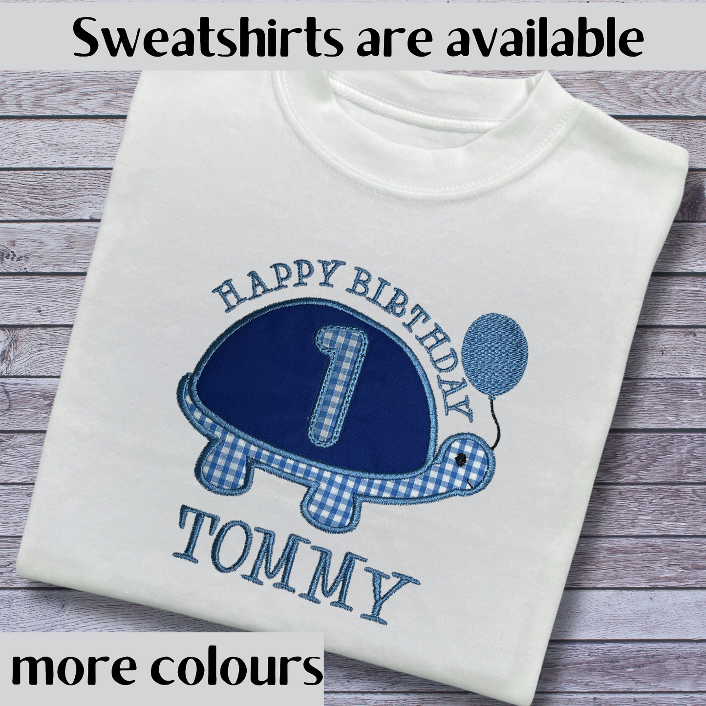 Personalised Embroidered Turtle Birthday T-Shirts and Sweatshirts