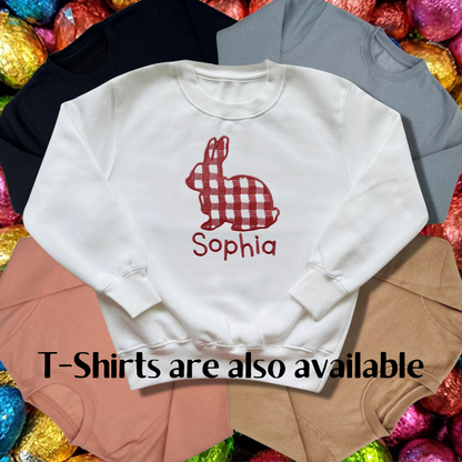 Personalised Embroidered Children's Easter Gingham Bunny Design