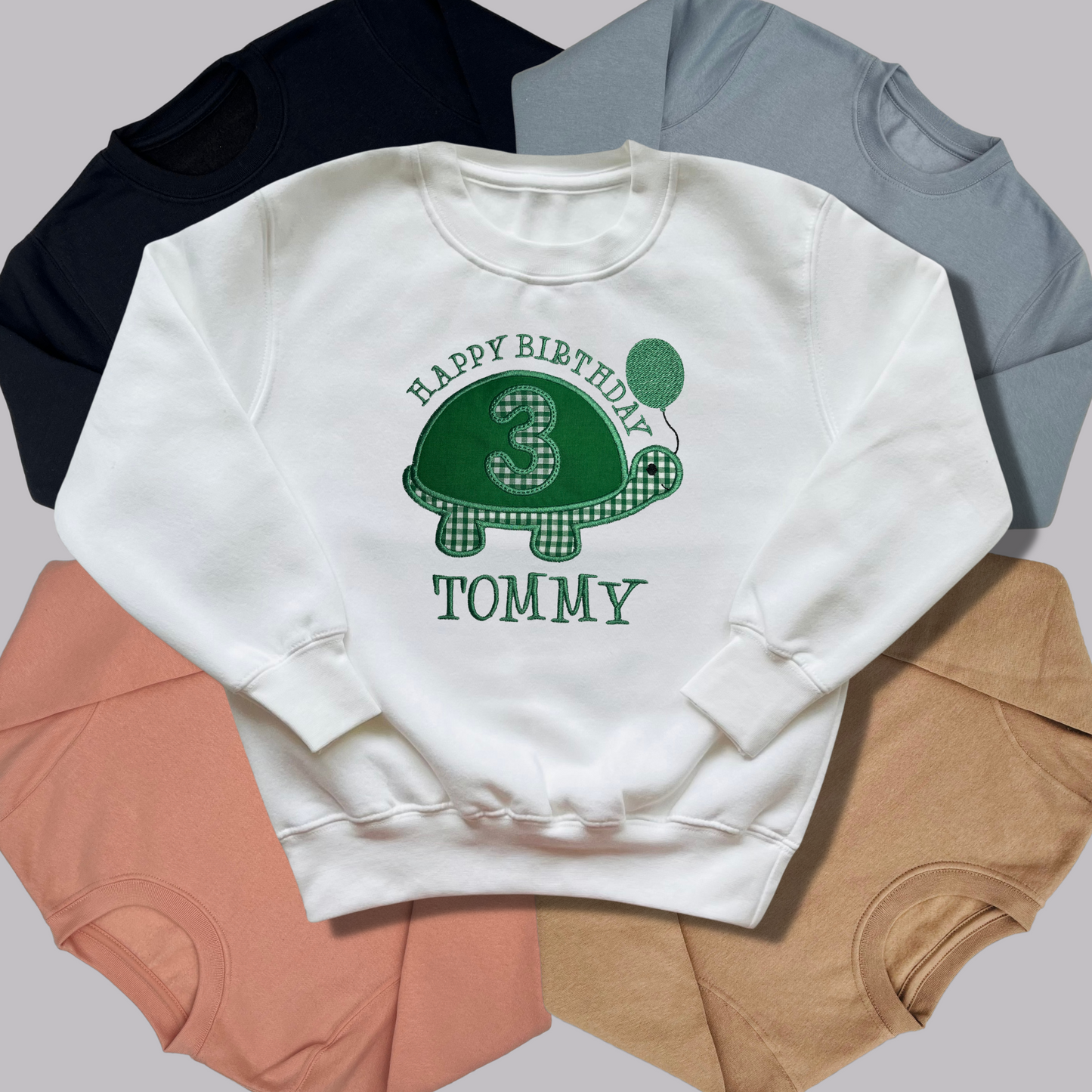 Personalised Embroidered Children's Birthday Top: Turtle Design