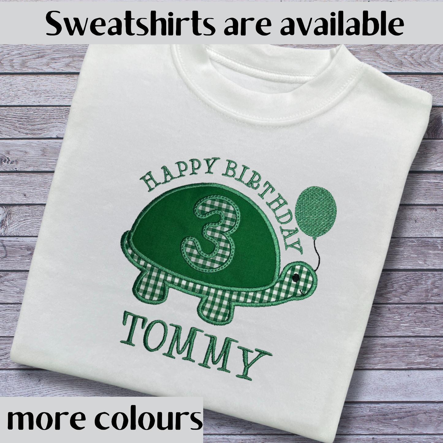 Personalised Embroidered Turtle Birthday T-Shirts and Sweatshirts