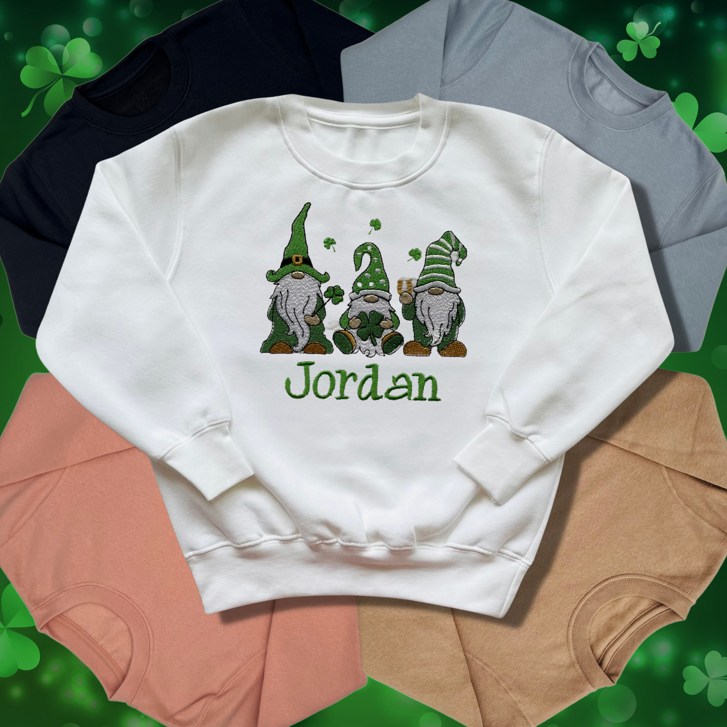 Personalised Embroidered Children's St Patrick's Day Gnome Design