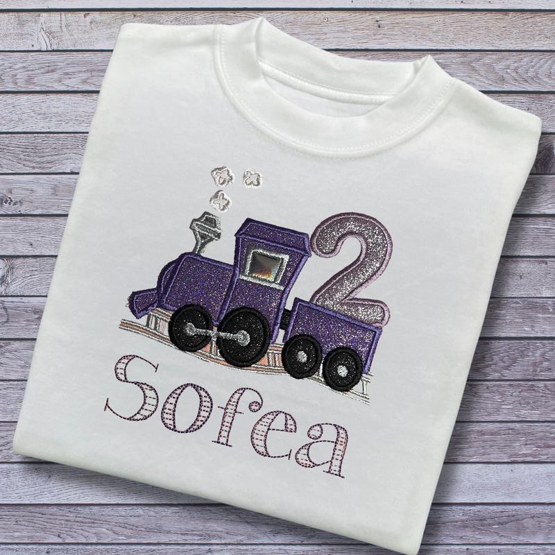 Personalised Embroidered Train Birthday T-Shirts and Sweatshirts