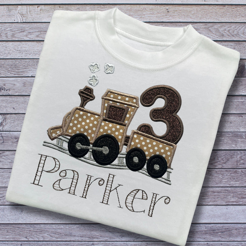 Personalised Embroidered Train Birthday T-Shirts and Sweatshirts