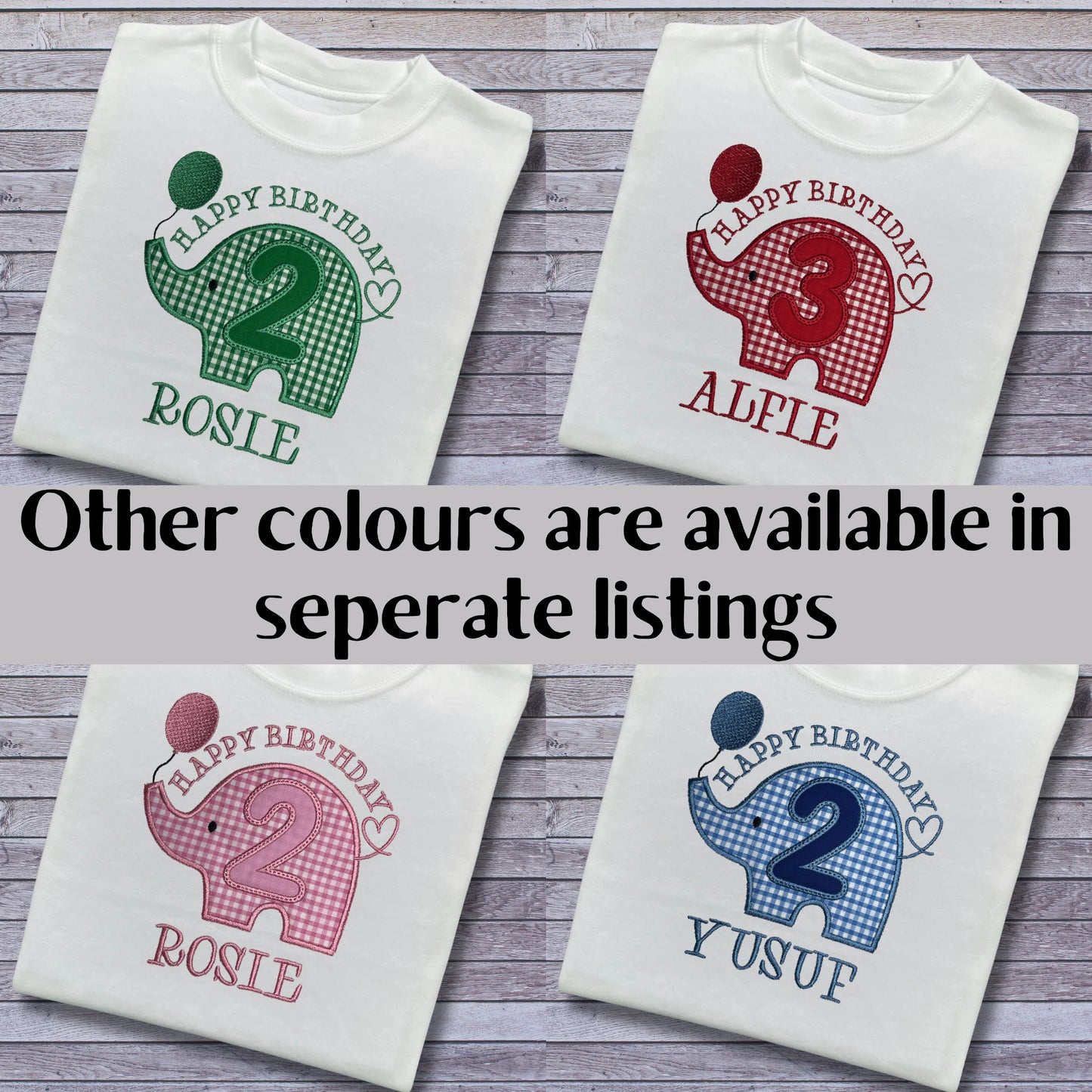 Personalised Embroidered Children's Birthday Top: Elephant Design