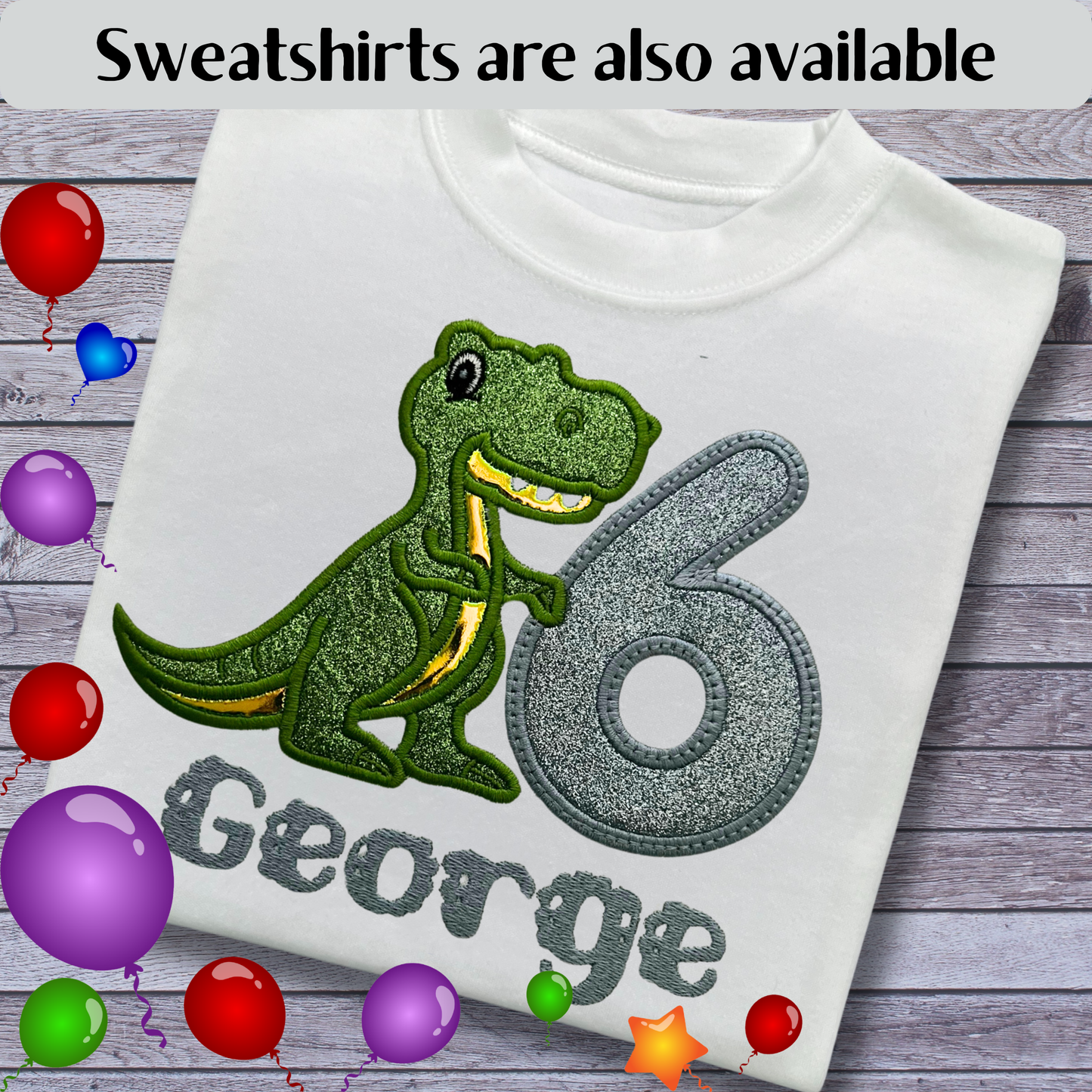 Personalised Embroidered Children's Birthday Top: Dinosaur Design