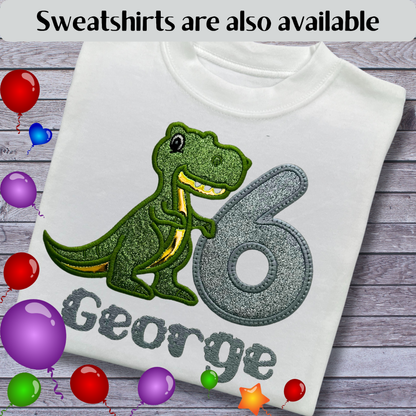 Personalised Embroidered Children's Birthday Top: Dinosaur Design