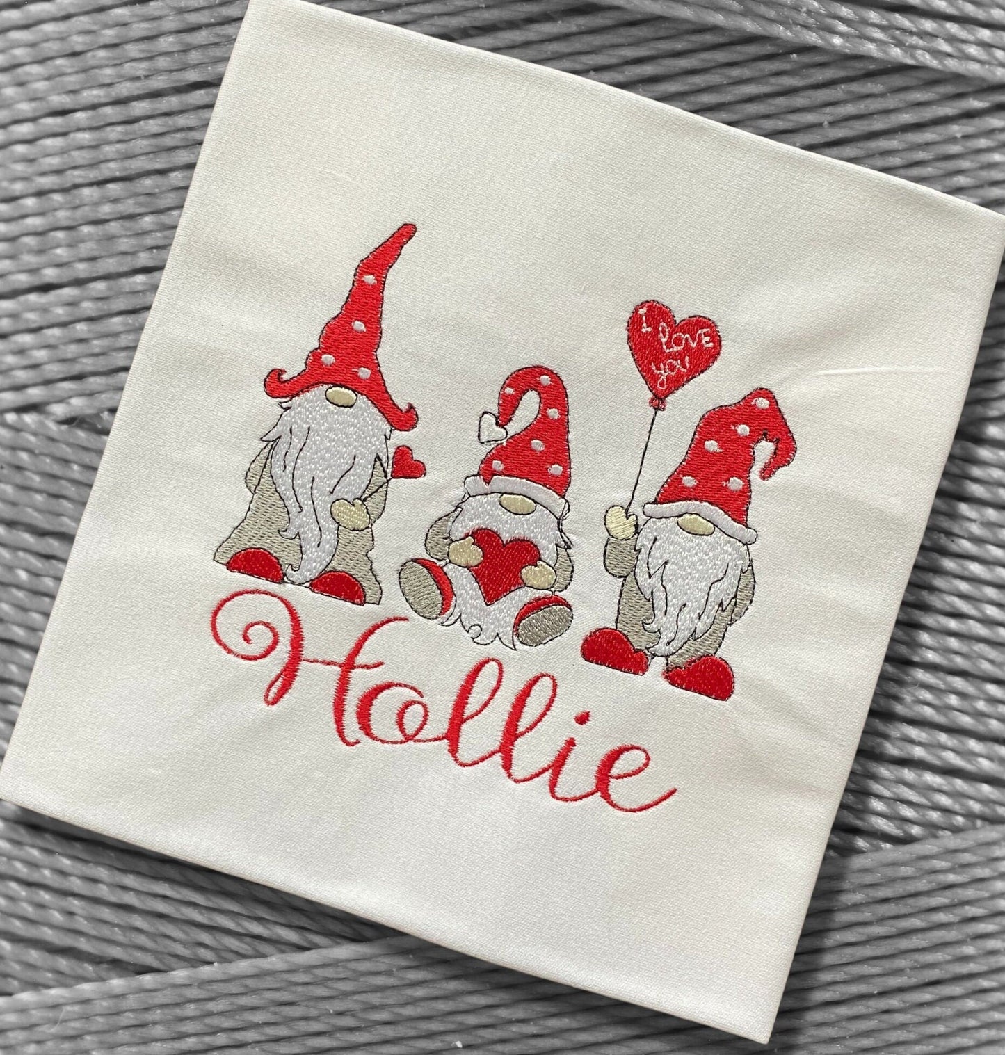 Personalised Embroidered Children's Valentine's Top: Gnome Design.