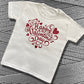 Embroidered Childrens Valentine's Shirt. Cute Heart Shape Saying 'Happy Valentine's Day'. Perfect Outfit for Valentines Day or a Gift