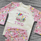 Childrens Embroidered Birthday Pyjamas. Unicorn Design With the Words 'When I Wake Up I'll Be..' Perfect for the Night Before Their Birthday