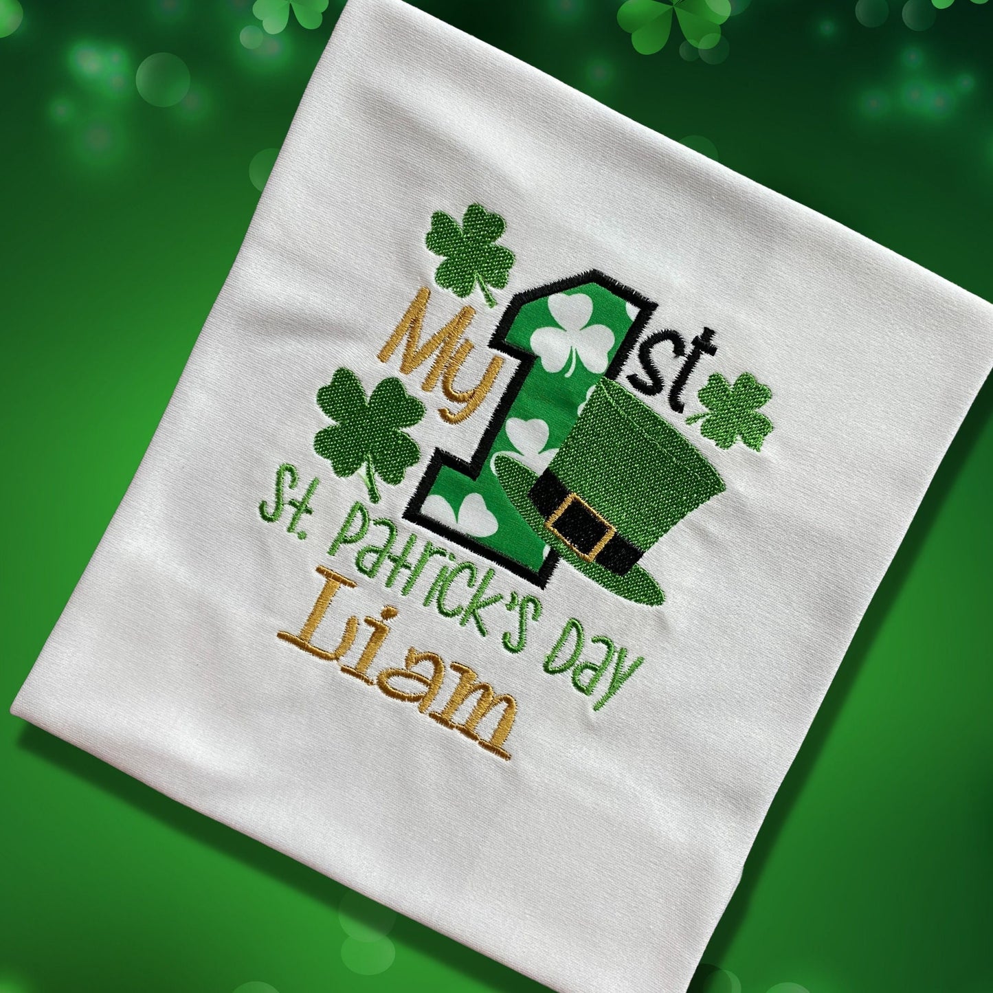 Personalised Embroidered 'My 1st St Patrick's Day' Romper or Top. Cute Design Personalised with Name. Perfect for Celebrations