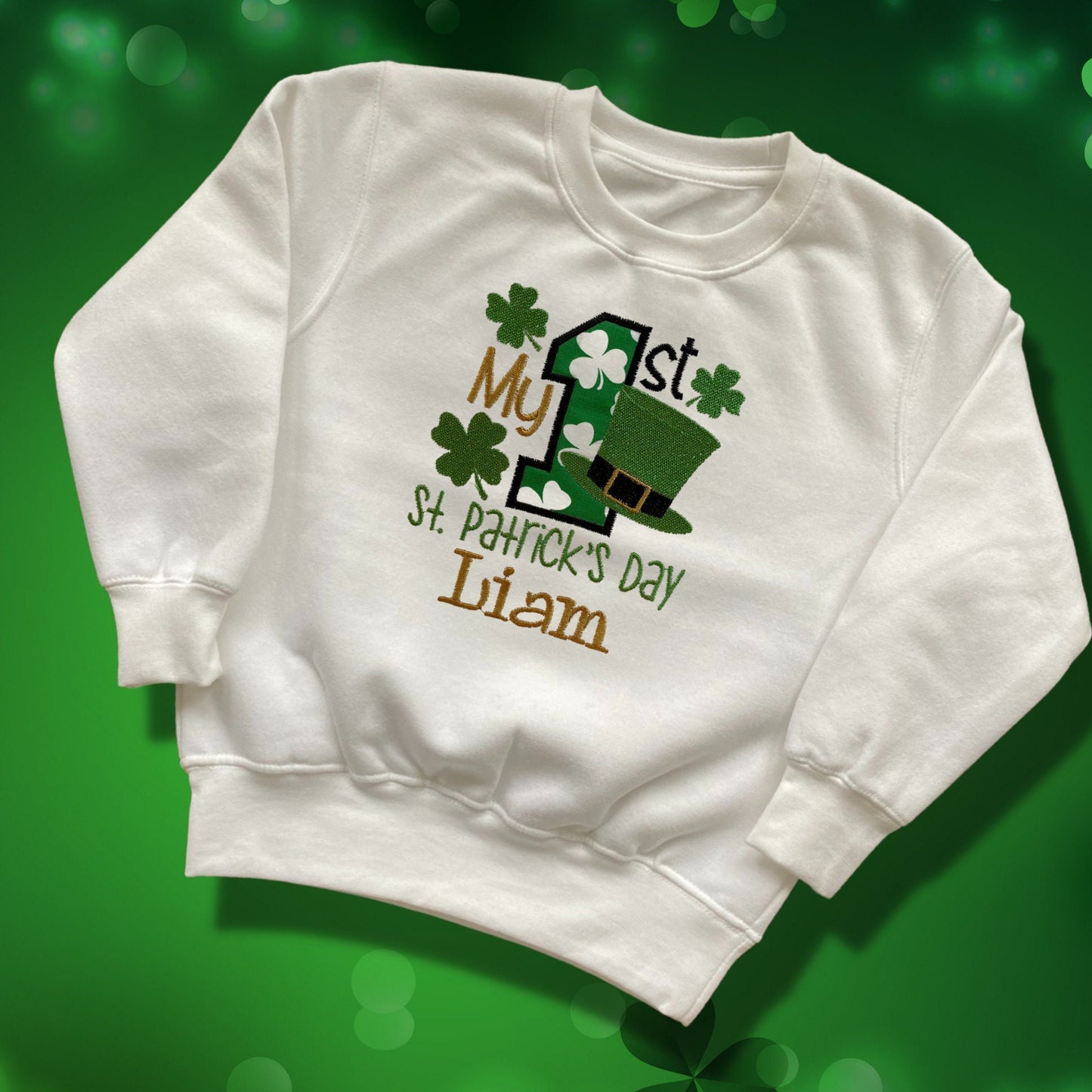 Personalised Embroidered 'My 1st St Patrick's Day' Romper or Top. Cute Design Personalised with Name. Perfect for Celebrations