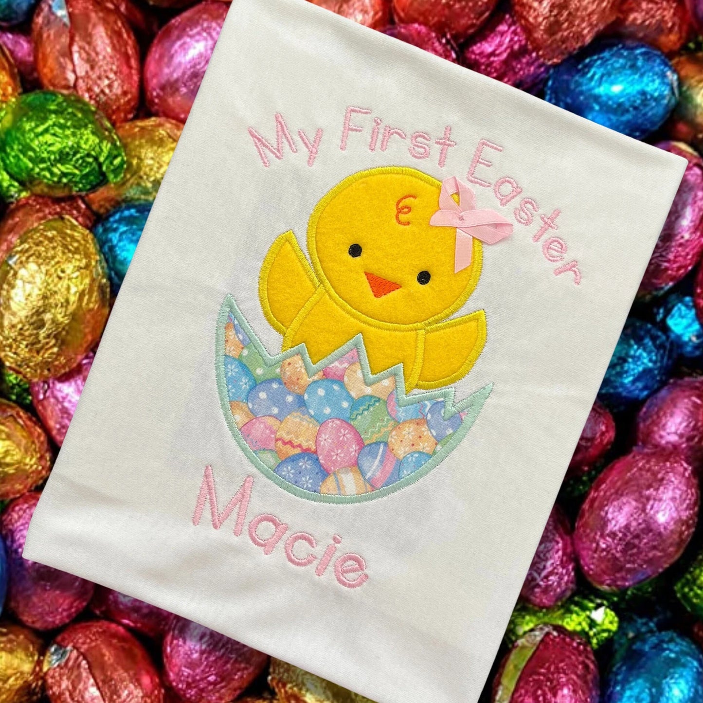 Personalised Embroidered 'My 1st Easter' Baby Romper or Top Design