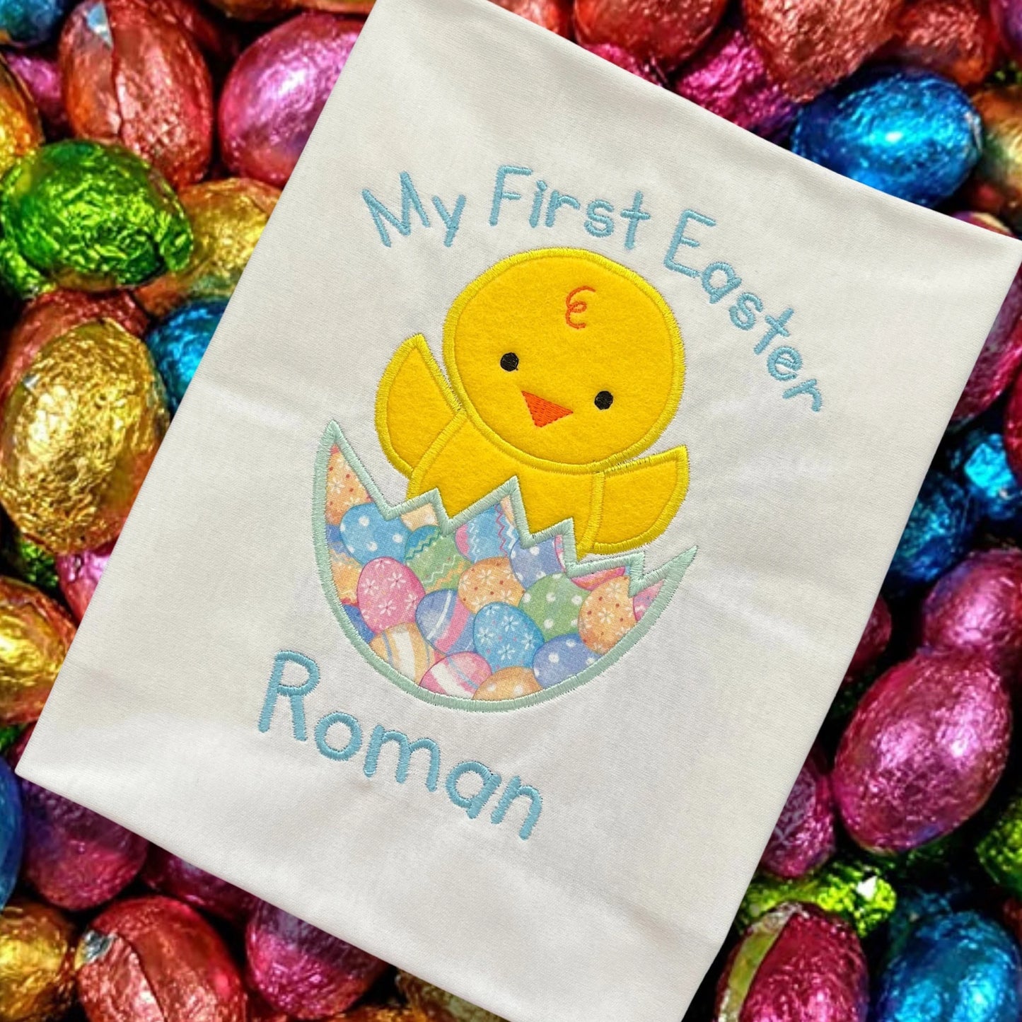 Personalised Embroidered 'My 1st Easter' Baby Romper or Top Design