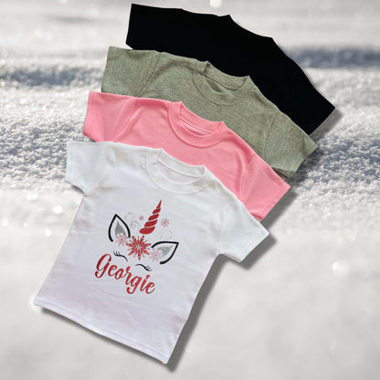 Personalised Embroidered Childrens Christmas Top. Cute Design Personalised with Name. Perfect for the Christmas Season. Choice of Garment