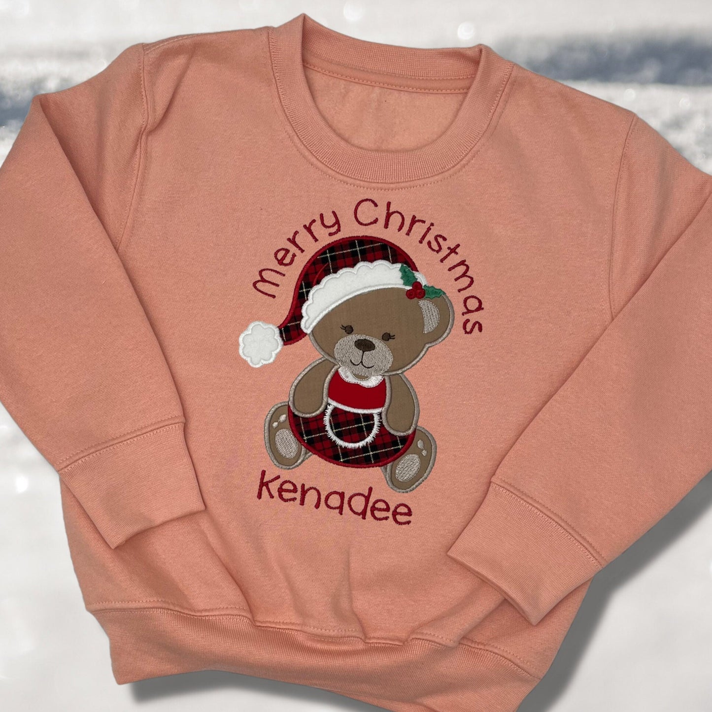 Personalised Embroidered Childrens Christmas Top. Cute Bear Design Personalised with Name Perfect for the Christmas Season Choice of Garment