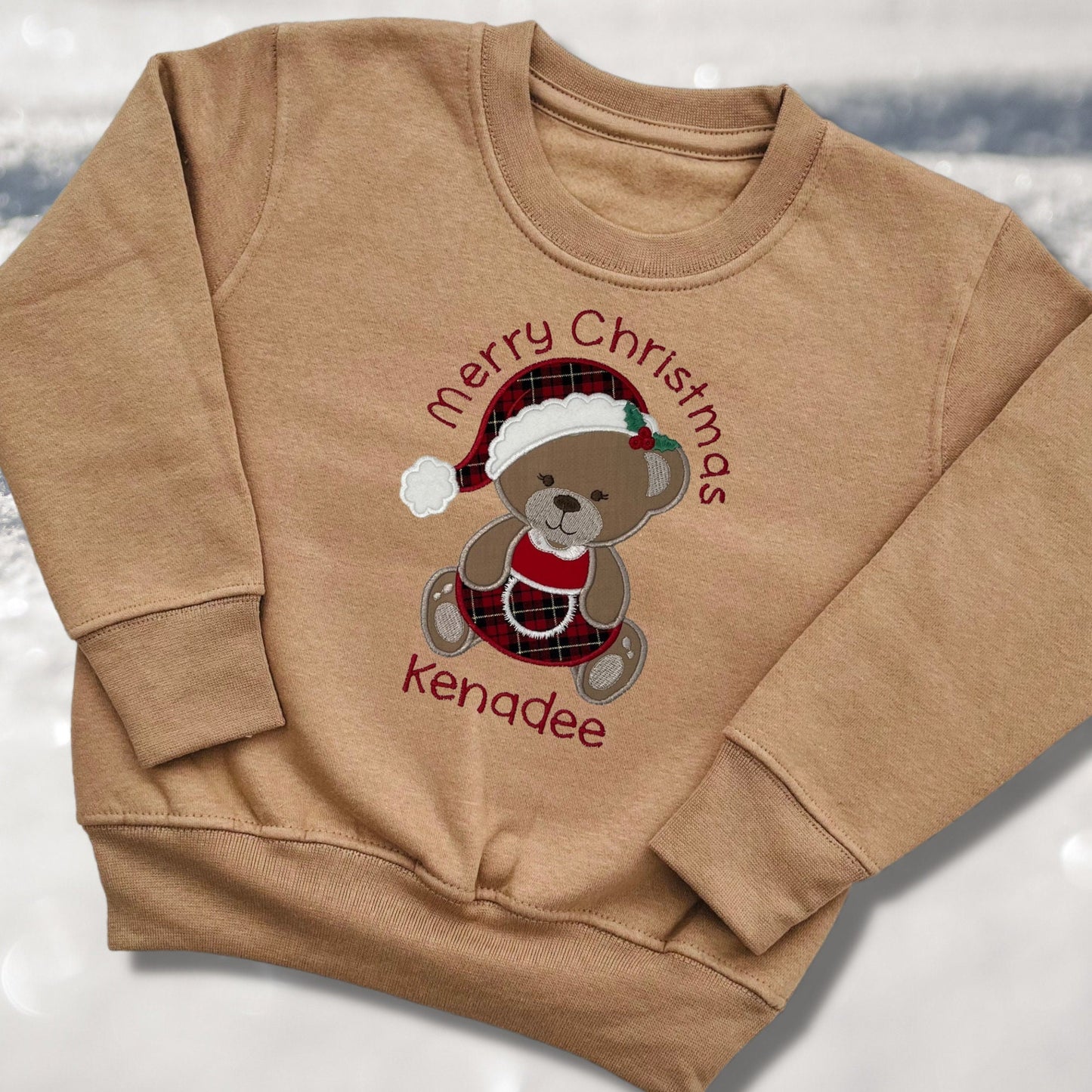 Personalised Embroidered Childrens Christmas Top. Cute Bear Design Personalised with Name Perfect for the Christmas Season Choice of Garment