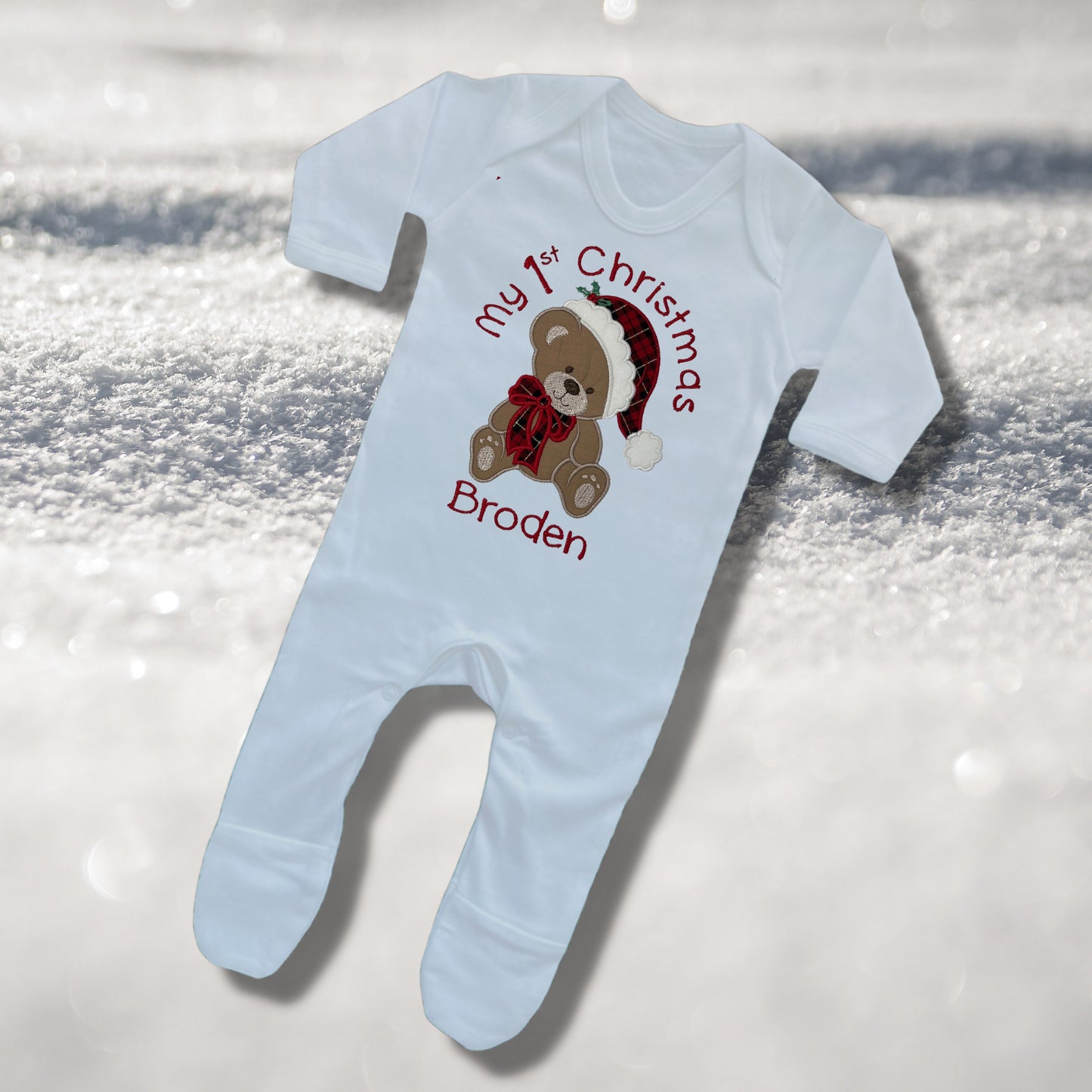 Personalised Embroidered Childrens Christmas Top. Cute Bear Design Personalised with Name Perfect for the Christmas Season Choice of Garment