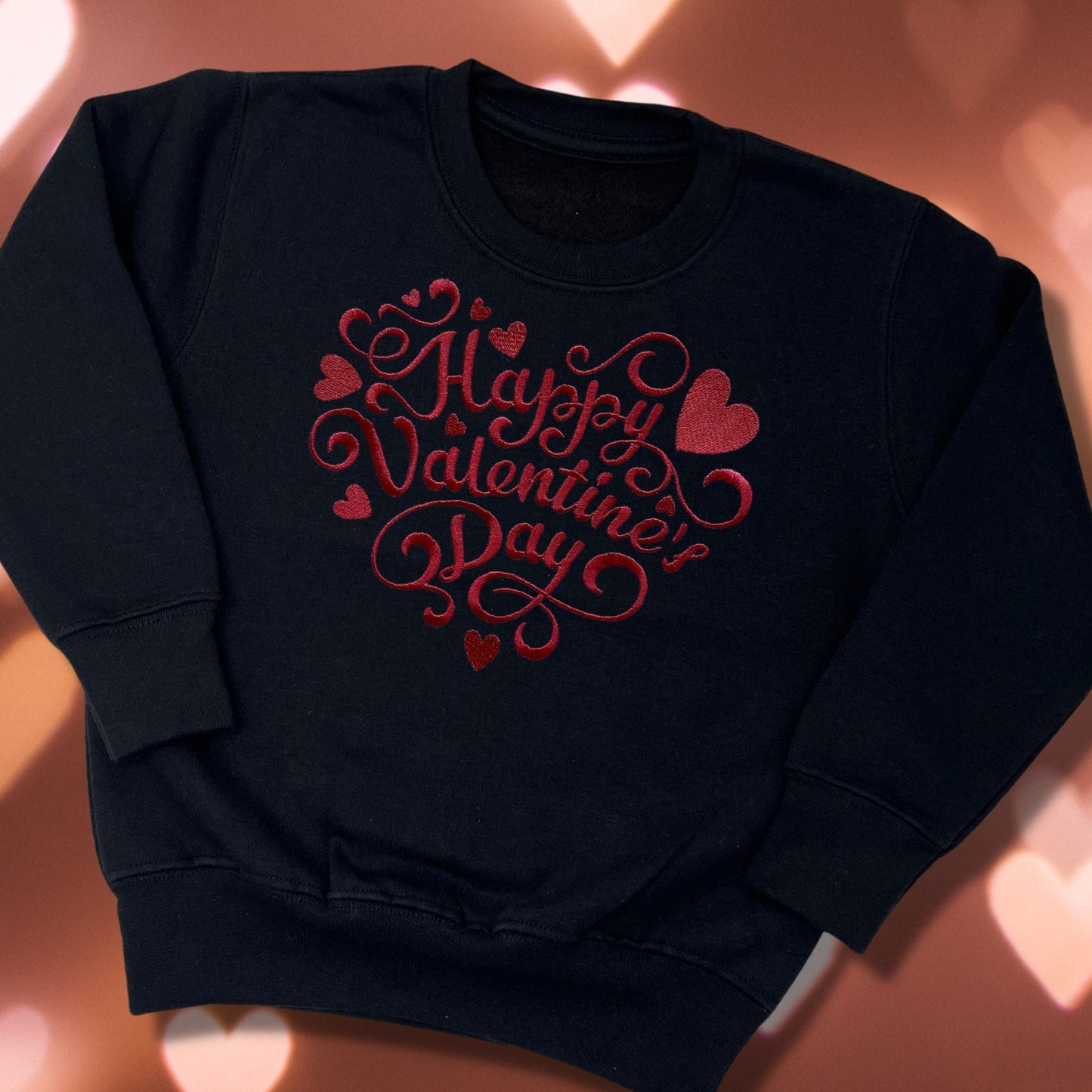 Embroidered Childrens Valentine's Shirt. Cute Heart Shape Saying 'Happy Valentine's Day'. Perfect Outfit for Valentines Day or a Gift