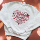 Personalised Embroidered Children's Valentine's Top: Heart Shape Design.