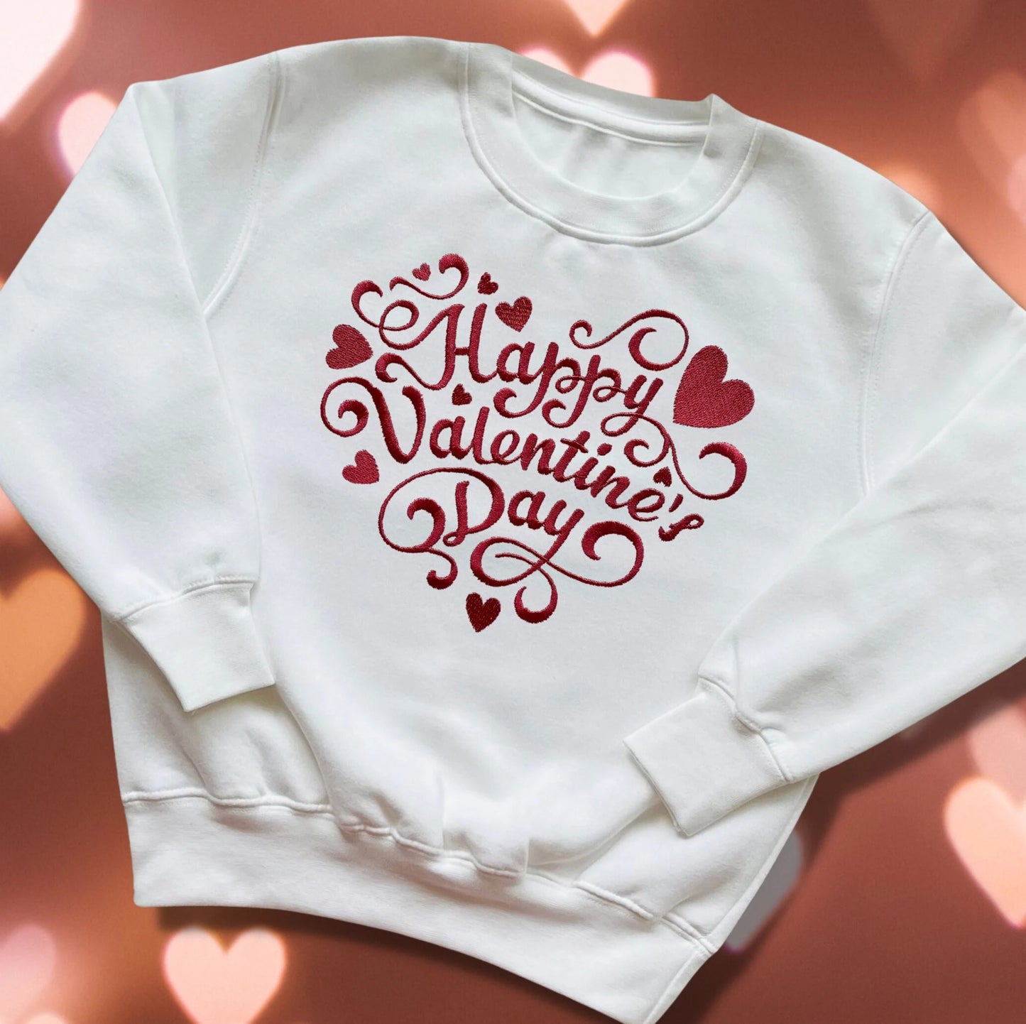 Personalised Embroidered Children's Valentine's Top: Heart Shape Design.