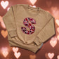 Embroidered Children's Valentine's Shirt. Monogram Initial Using a Cute Heart Design Fabric Surrounded with a Lace Effect Embroidered Border