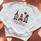 Personalised Embroidered Childrens Valentine's Shirt. Cute Gnome Design. Perfect Outfit for Valentines Day or a Gift