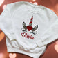 Personalised Embroidered Children's Valentine's Top: Unicorn Design.