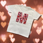 Embroidered Children's Valentine's Shirt. Monogram Initial Using a Cute Heart Design Fabric Surrounded with a Lace Effect Embroidered Border