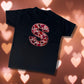 Embroidered Children's Valentine's Shirt. Monogram Initial Using a Cute Heart Design Fabric Surrounded with a Lace Effect Embroidered Border