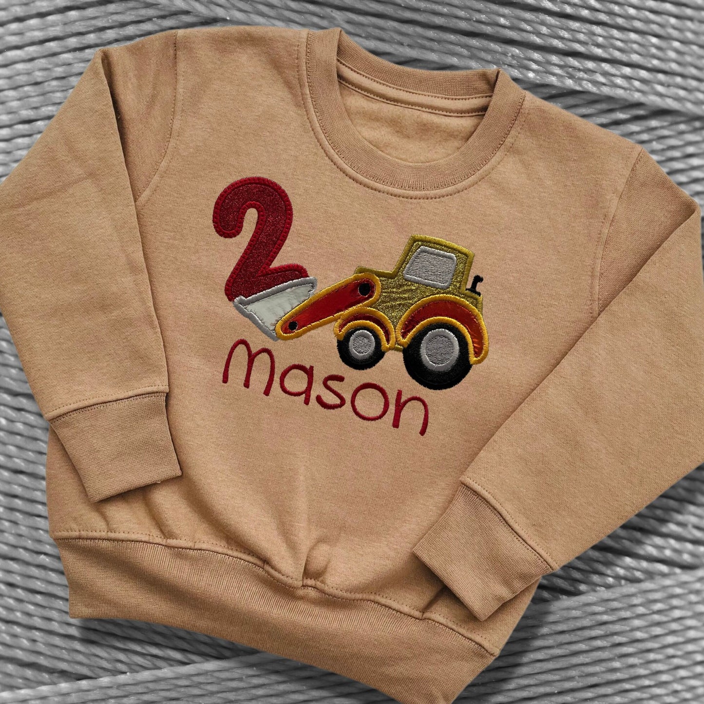 Personalised Embroidered Construction Vehicle Birthday T-Shirts and Sweatshirts