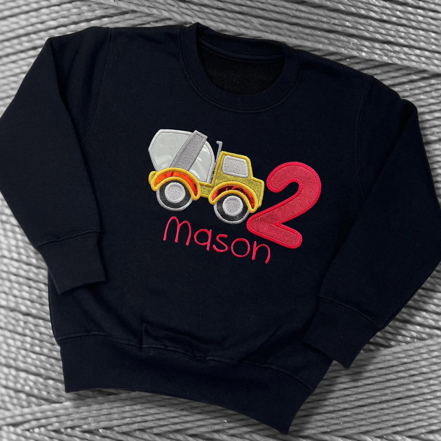 Personalised Embroidered Construction Vehicle Birthday T-Shirts and Sweatshirts