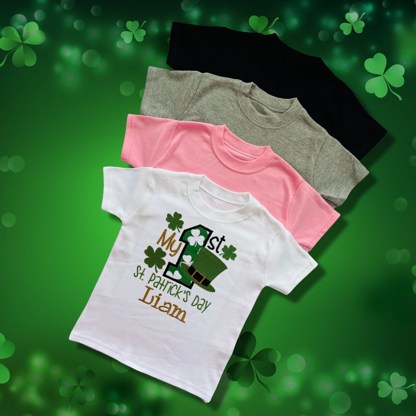 Personalised Embroidered 'My 1st St Patrick's Day' Romper or Top. Cute Design Personalised with Name. Perfect for Celebrations