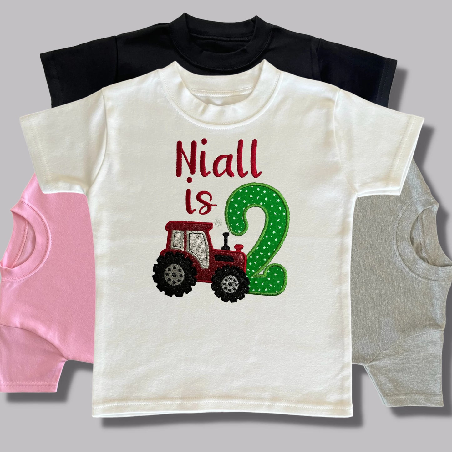 Personalised Embroidered Tractor Birthday T-Shirts and Sweatshirts