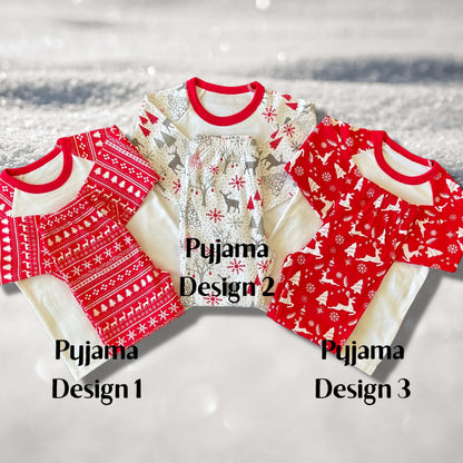 Personalised Embroidered Christmas Childrens Pyjamas and Rompersuits with Santa and His Sleigh. A Perfect Christmas Gift