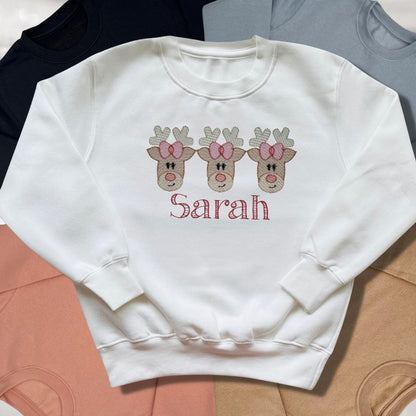 Personalised Embroidered Childrens Christmas Top. Cute Design Personalised with Name. Perfect for the Christmas Season. Choice of Garment