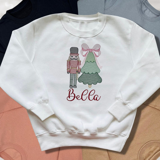 Personalised Embroidered Childrens Christmas Top. Cute Design Personalised with Name. Perfect for the Christmas Season. Choice of Garment
