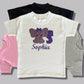 Children's Personalised Embroidered Top With a Cute Elephant Design. A Beautiful Design Using Glittery Purples with Child's Name and Initial