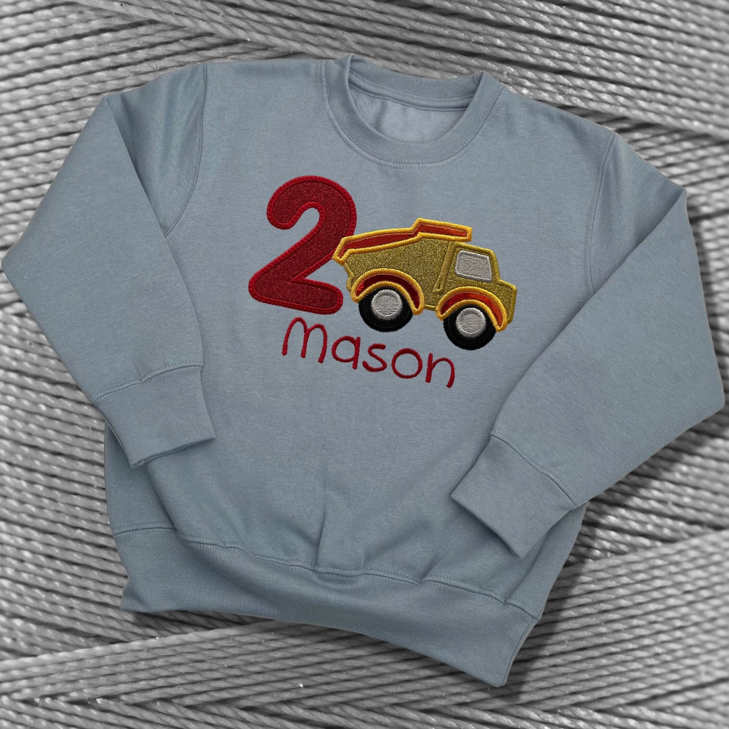 Personalised EmbroideredConstruction Vehicle Birthday T-Shirts and Sweatshirts