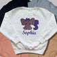 Children's Personalised Embroidered Top With a Cute Elephant Design. A Beautiful Design Using Glittery Purples with Child's Name and Initial