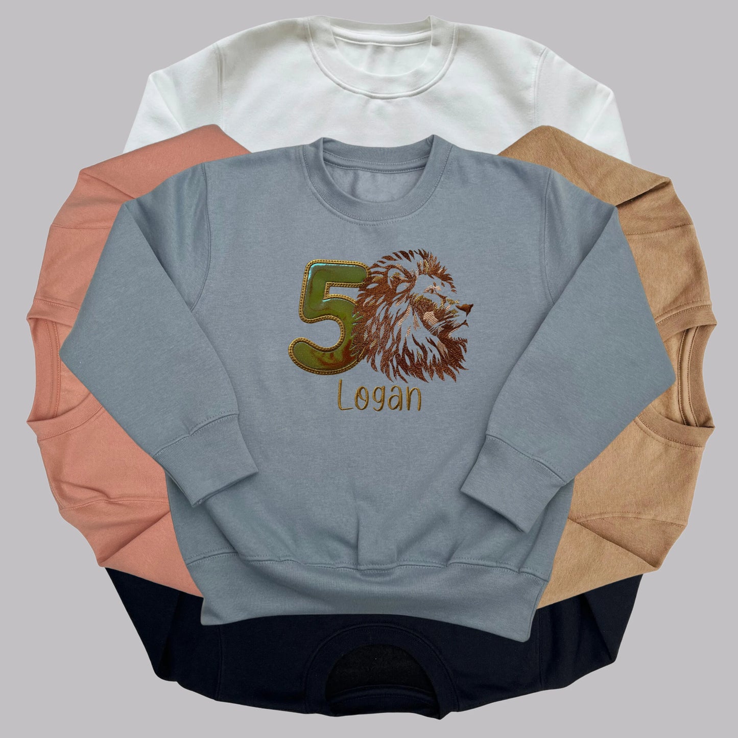 Personalised Embroidered Children's Birthday Top: Lion Design
