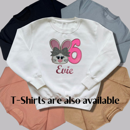 Personalised Embroidered Children's Birthday Top: Bunny Rabbit Design
