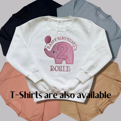 Personalised Embroidered Children's Birthday Top: Elephant Design